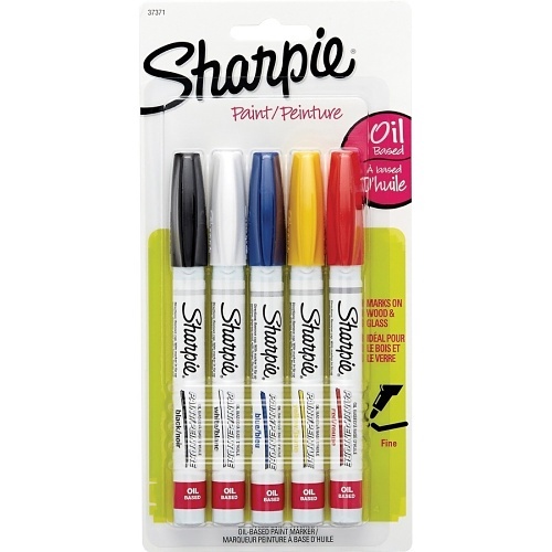 Sharpie 37371PP Oil-Based Paint Markers, Fine Point, Assorted Colors, 5-Pack