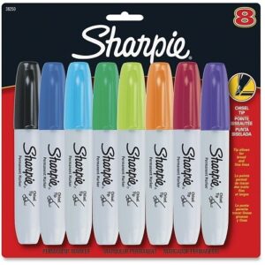 Sharpie 38250PP Permanent Markers, Chisel Tip, Assorted Colors, 8-Pack