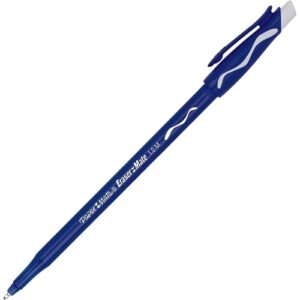 Paper Mate 3910158 Eraser Mate Stick Ballpoint Pen, Medium, 1.00mm, Blue, 3-Pack