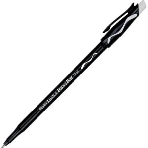 Paper Mate 3930158 Eraser Mate Stick Ballpoint Pen, Medium, 1.00mm, Black, 12-Pack