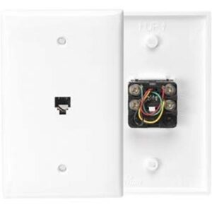 Leviton 40539-PMW Midsize Single-Gang Telephone Wall Plate with 6P4C Voice Grade Connector, White