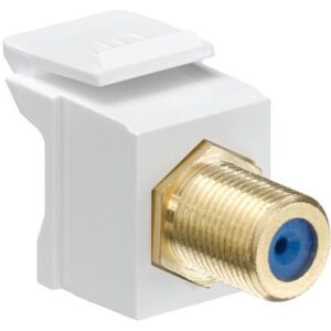 Leviton 40831-FWG Feedthrough QuickPort F-Connector, Gold Plated, White Housing