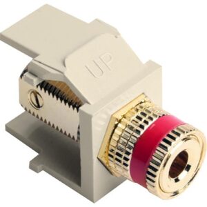 Leviton 40833-BIR Binding Post QuickPort Coupler, Red Stripe, Ivory Housing