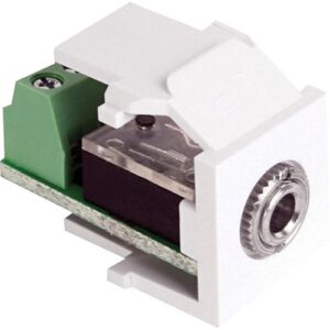 Leviton 40839-SWS 3.5mm Stereo QuickPort Jack, Female to Screw Terminal, White Housing