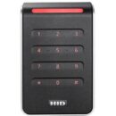 HID 40KNKS-00-00002X Signo 40K Pigtail Keypad Reader with Standard Profile, Weigand, 32-Bit, 26-Bit Message, Red LED, Red Keypad Backlight, Black with Silver Trim