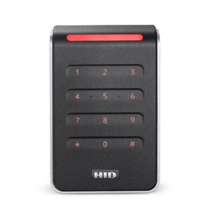 HID 40KNKS-00-00039Q Signo 40K Pigtail Keypad Reader with Standard Profile, Format 17620, Wiegand, 32-Bit, 8-Bit Dorado, No Parity, Facility Code 0, Red LED, Flashing Green, Black with Silver Trim