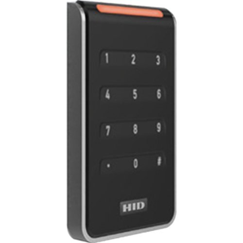 HID 40KNKS-02-000278 Signo 40K Pigtail Keypad Reader with Smart Profile, Wiegand, 4-Bit Message, Red LED, Red Keypad Backlight, Black with Silver Trim