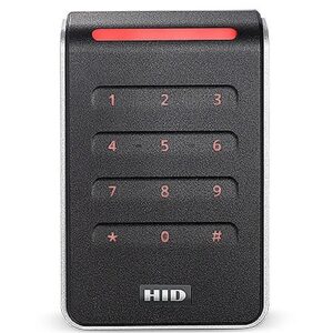 HID 40KNKS-T0-000000 Signo 40 Contactless Smartcard Keypad Reader, Multi-Technology, Mobile Ready, Wall Switch Mount, Pigtail, Black with Silver Trim