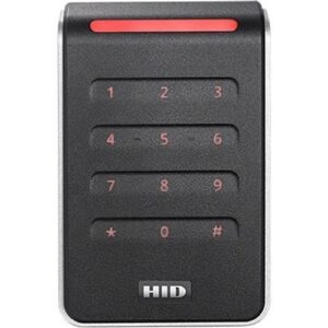 HID 40KTKS-T0-000000 Signo 40 Contactless Smart Card Keypad Reader, Multi-Technology, Mobile Ready, Wall Switch Mount, Terminal, Black with Silver Trim