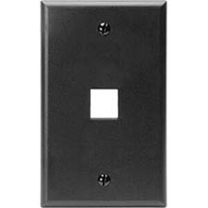 Leviton 41080-1EP Single-Gang QuickPort Wall Plate, 1-Port, Black
