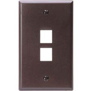 Leviton 41080-2BP Single-Gang QUICKPORT Wallplate, 2-Port, Brown