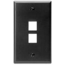 Leviton 41080-2EP Single-Gang QuickPort Wall Plate, 2-Ports, Black