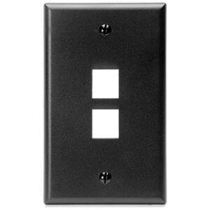 Leviton 41080-2EP Single-Gang QuickPort Wall Plate, 2-Ports, Black