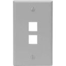 Leviton 41080-2GP Single-Gang QuickPort Wall Plate, 2-Port, Grey