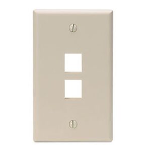 Leviton 41080-2IP Single-Gang QuickPort Wall Plate, 2-Port, White