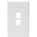 Leviton 41080-2WP Single-Gang QuickPort Wall Plate, 2-Ports, White