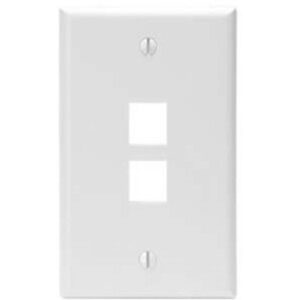 Leviton 41080-2WP Single-Gang QuickPort Wall Plate, 2-Ports, White