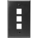 Leviton 41080-3EP QuickPort Wall Plate, Single-Gang, 3-Port, Black