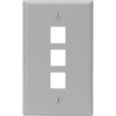 Leviton 41080-3GP Single-Gang QuickPort Wall Plate, 3-Port, Grey