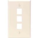 Leviton 41080-3TP Single-Gang QuickPort Wall Plate, 3-Ports, Light Almond
