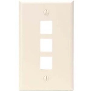 Leviton 41080-3TP Single-Gang QuickPort Wall Plate, 3-Ports, Light Almond
