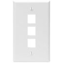 Leviton 41080-3WP Single-Gang QuickPort Wall Plate, 3-Ports, White