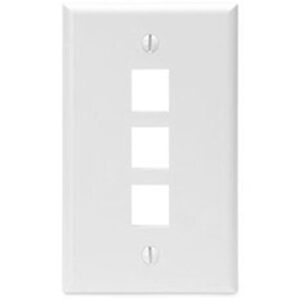 Leviton 41080-3WP Single-Gang QuickPort Wall Plate, 3-Ports, White