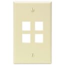 Leviton 41080-4IP QuickPort Single-Gang Wall Plate, 4-Port, Ivory