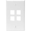 Leviton 41080-4WP Single-Gang QuickPort Wall Plate, 4-Ports, White