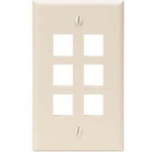 Leviton 41080-6TP Single-Gang QuickPort Wall Plate, 6-Port, Light Almond