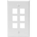Leviton 41080-6WP Single-Gang QuickPort Wall Plate, 6-Ports, White