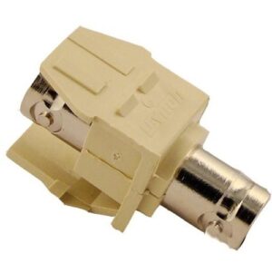 Leviton 41084-BIF BNC Feedthrough QuickPort Connector, Nickel-Plated, 50 Ohm, White Housing