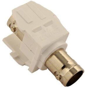 Leviton 41084-BWF BNC Feedthrough QuickPort Connector, Nickel-Plated, 50 Ohm, White Housing