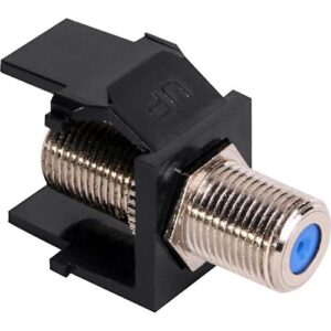 Leviton 41084-FEF Feedthrough QuickPort F-Connector, Nickel Plated, Black Housing