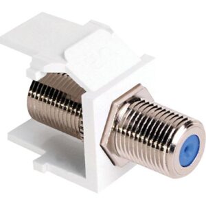 Leviton 41084-FWF Feedthrough QuickPort F-Connector, Nickel Plated, White Housing