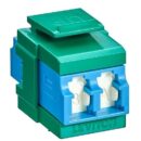 Leviton 41086-SLV Fiber Optic Cable Connector, QP OS2 Duplex LC Shuttered Adapter, Blue and Green
