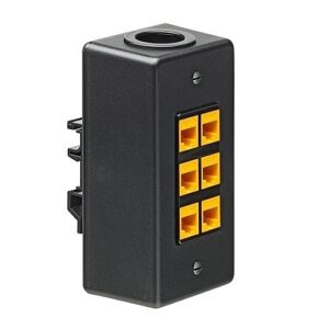 Leviton 41089-6DN QUICKPORT 6-Port DIN Rail-Mount Box, Black