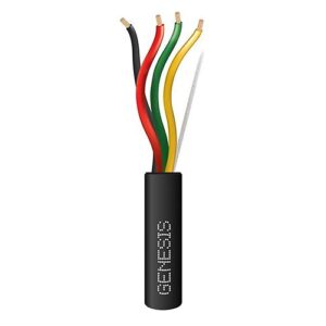 Genesis 41541008 14/4 Stranded Direct Burial Fire Alarm Cable, Unshielded, FPL, CL2, Sunlight Resistant, 1000' (304.8m), Reel, Black