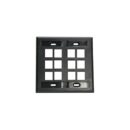 Leviton 42080-12E QUICKPORT 12-Port Wall Plate with ID Windows, Black