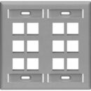 Leviton 42080-12G 12-Port Dual-Gang Wall Plate with Identification Window, Gray