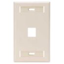 Leviton 42080-1TS Single-Gang QuickPort Wall Plate with ID Window, 1-Port, Light Almond