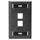 Leviton 42080-2ES Single-Gang QuickPort Wall Plate with ID Windows, 2-Port, Black