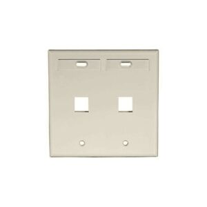 Leviton 42080-2IP Dual-Gang QUICKPORT Wall Plate with ID Windows, 2-Port, Ivory