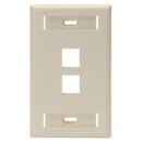 Leviton 42080-2IS Single-Gang QuickPort Wall Plate with ID Windows, 2-Port, Ivory