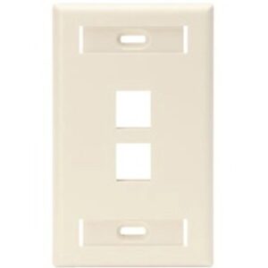 Leviton 42080-2TS Single-Gang QuickPort Wall Plate with ID Windows, 2-Port, Light Almond