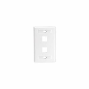Leviton 42080-2WL Quickport 2-Port Wall Plate with ID Windows and Extra Port Spacing, White