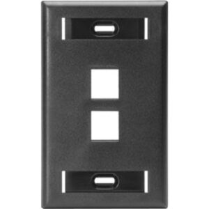 Leviton 42080-3ES QuickPort Wall Plate with ID Windows, Single-Gang, 3-Port, Black