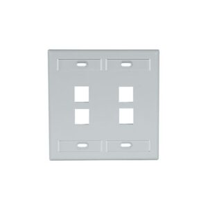 Leviton 42080-4GP 4-Port Dual-Gang Wall Plate, Gray