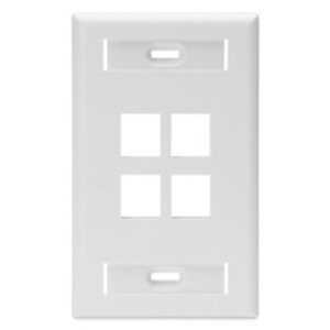 Leviton 42080-12W 1-Gang QuickPort Wall Plate with ID Windows, 4-Port, White