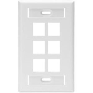 Leviton Quickport Wall Plate with ID Window, Single Gang, 6-Port, White